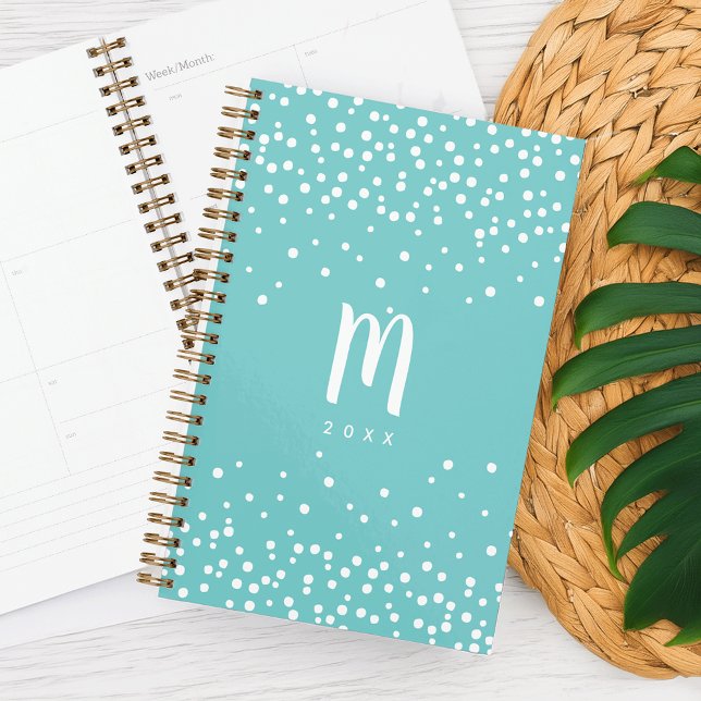 Confetti Dots Monogram Planer | Aqua (Von Creator hochgeladen)