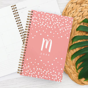 Confetti Dots Monogram Planer   Koralle