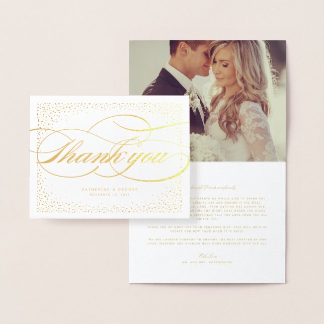 Confetti Dots und klassische Script Hochzeit Viele Folienkarte (Anzeige)