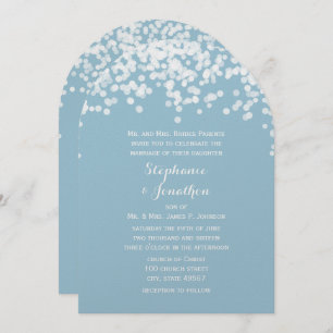 Confetti Dusty Powder Blue Wedding Einladung