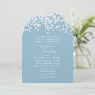 Confetti Dusty Powder Blue Wedding Einladung