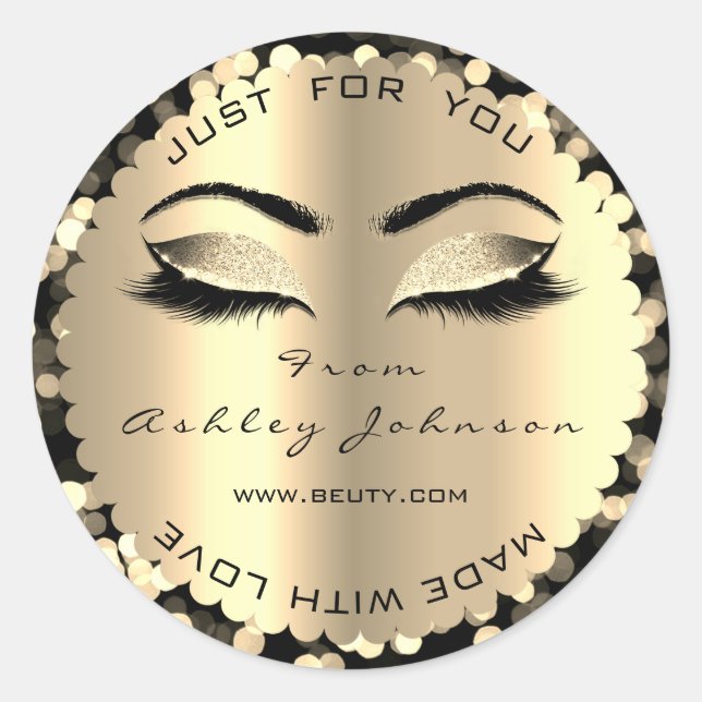 Confetti Funkelnd Glitzer Gold Lash aus Liebe Runder Aufkleber (Vorderseite)