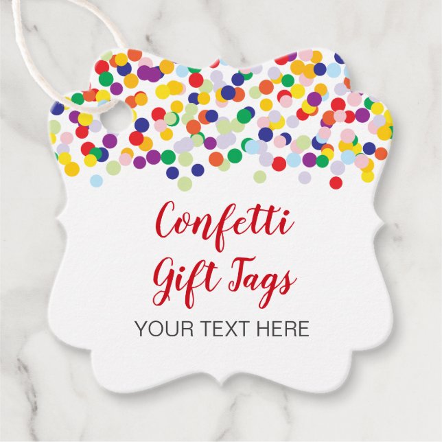 Confetti Geschenketiketten für Duschen & Gastgesch Geschenkanhänger (Vorderseite)