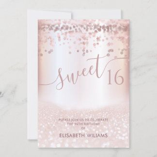 Confetti Girly Rose gold glittery ombre Einladung