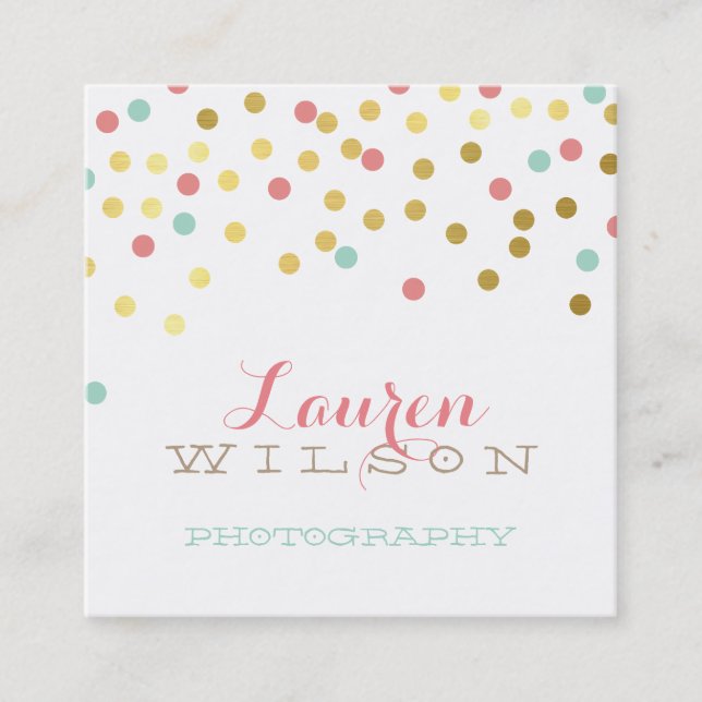 CONFETTI GLAMOROUS niedliche Goldfolienkornschicht Quadratische Visitenkarte (Vorderseite)