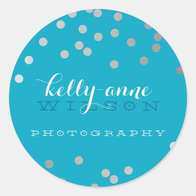 CONFETTI GLAMOROUS niedliche Silberfolie fett Fass Runder Aufkleber (Vorderseite)