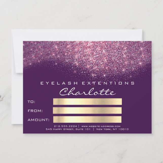 Confetti Glitzer Lila Pink Certificate Geschenk (Vorderseite)