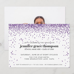 Confetti Glitzer Lila Weißes Foto Grad Party Einladung