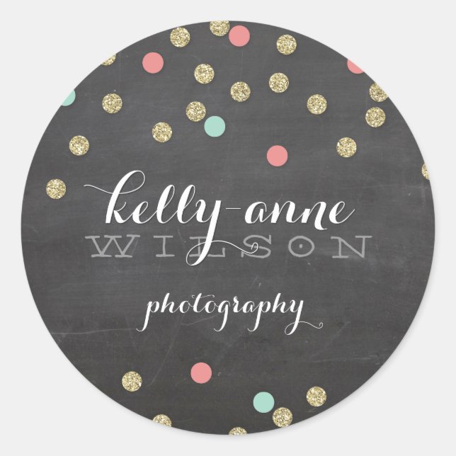 CONFETTI GLITZER niedliche Goldkornkalkpappe Runder Aufkleber (Vorderseite)