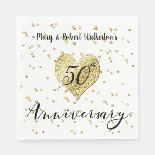 Confetti Gold - 50. Hochzeitstag Neapel Serviette