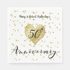 Confetti Gold - 50. Hochzeitstag Neapel Serviette