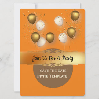Confetti Gold Balloons Party Einladung