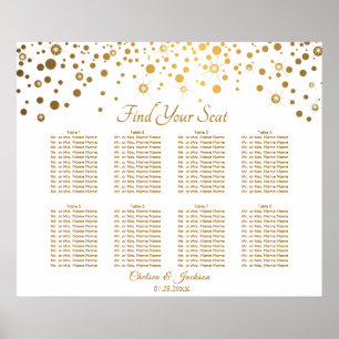 Confetti Gold Dots and White - 8 Seating Chart Poster