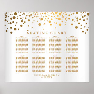 Confetti Gold Dots and White Satin - Seating Chart Poster