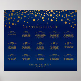 Confetti Gold Dots & Navy Blue Satin - Custom Poster