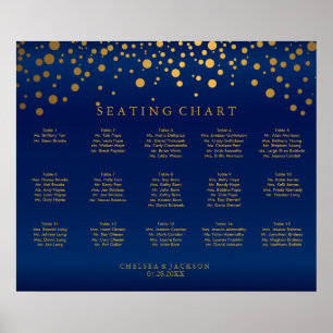 Confetti Gold Dots & Navy Blue Satin - Custom Poster