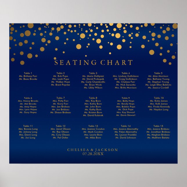 Confetti Gold Dots & Navy Blue Satin - Custom Poster (Vorne)