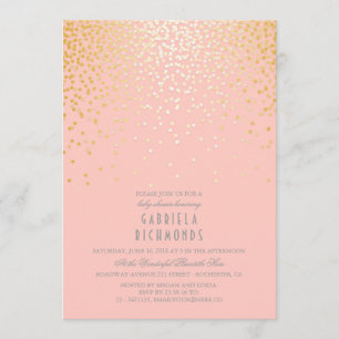 Confetti Gold Elegant Vintag Pink Baby Dusche Einladung