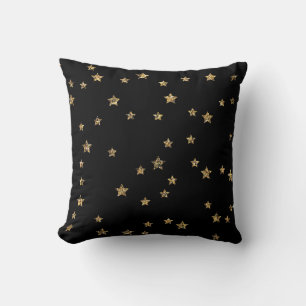 Confetti golden stars Glitzer glänzen elegant schw Kissen