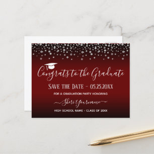 Confetti Graduation Party Save the Date Einladung Postkarte