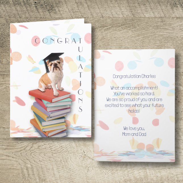 Confetti-Gratulationsdog Dankeskarte (Congratulations on your graduation! This is the perfect card to say how proud your are of your grad!)