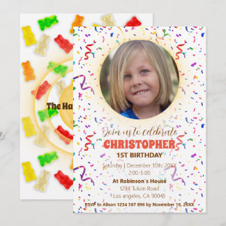 Confetti & Gummies Birthday Einladung