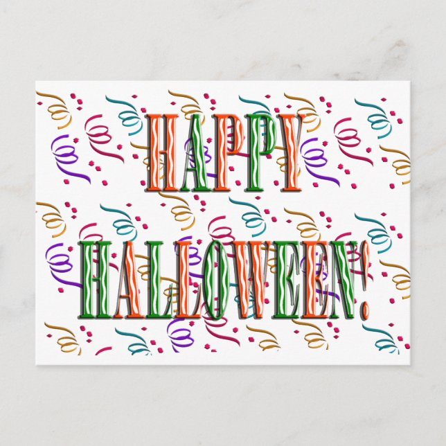 Confetti & Halloween Festival Text Postkarte (Vorderseite)