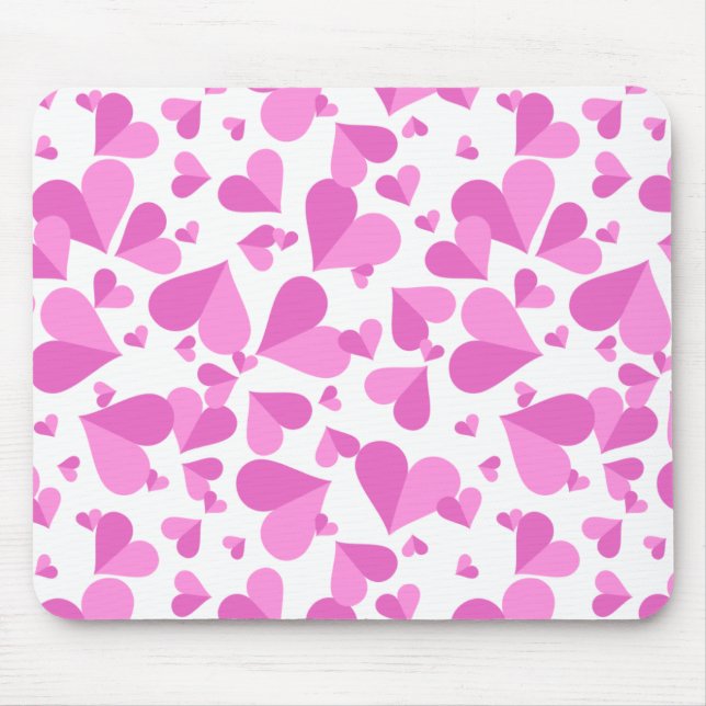 Confetti Hearts Pink Mousepad (Vorne)
