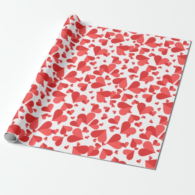Confetti Hearts Red Geschenkpapier (Ungerollt)