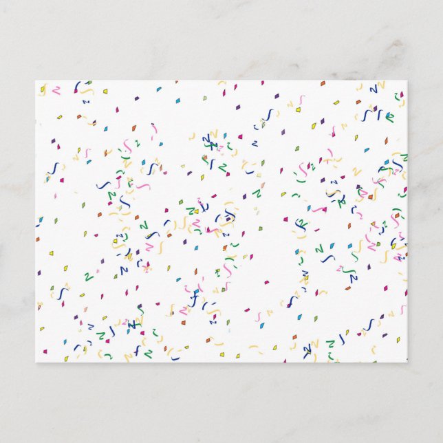 Confetti im weißen Hintergrund Postkarte (Vorderseite)