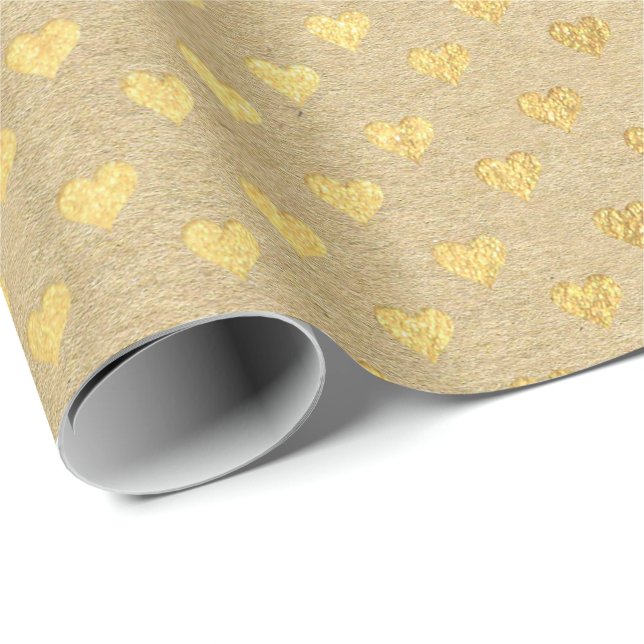 Confetti Kraft Gold Elegante Minimal Geschenkpapier (Rolleneckpunkt)