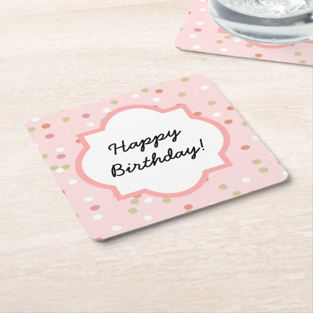 Confetti-Kuchen • Rosa Buttercream Zuckerguss Rechteckiger Pappuntersetzer (angewinkelt)