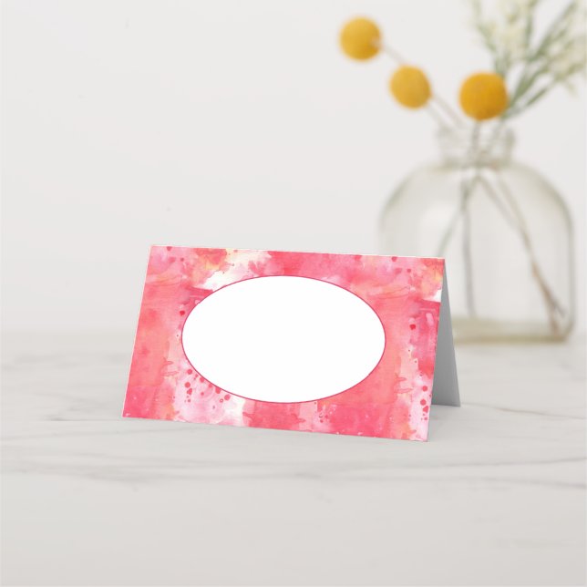 Confetti Modern Pink Wasserfarbe Abstrakt Name Platzkarte (Vorderseite)