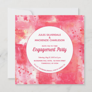Confetti Modern Pink Watercolor Verlobung Einladung