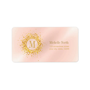 Confetti Monogram Rose Gold Foil ID445 Adressaufkleber