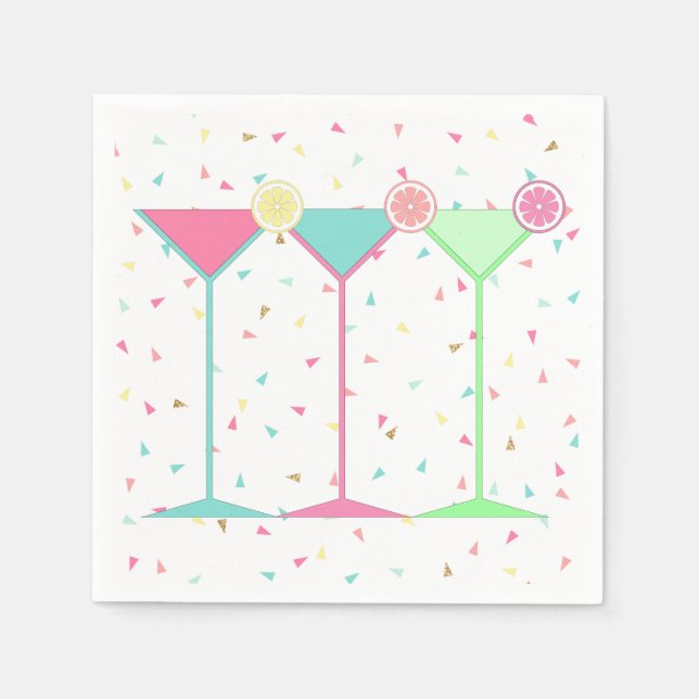 Confetti Paper Napkins, Martini Cocktail Party! Serviette (Vorderseite)