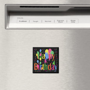 Confetti, Party Hats und Balloons Schwarzer Hinter Magnet