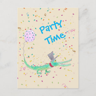 Confetti-Party-Krokodil Postkarte