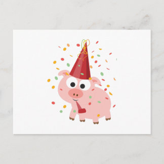 Confetti Party Pig Einladungspostkarte