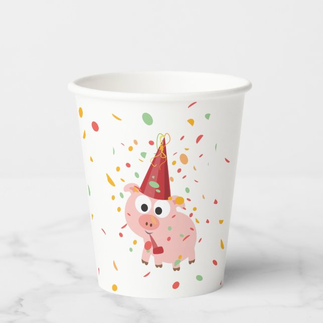 Confetti Party Pig Paper Cup Pappbecher (Vorderseite)
