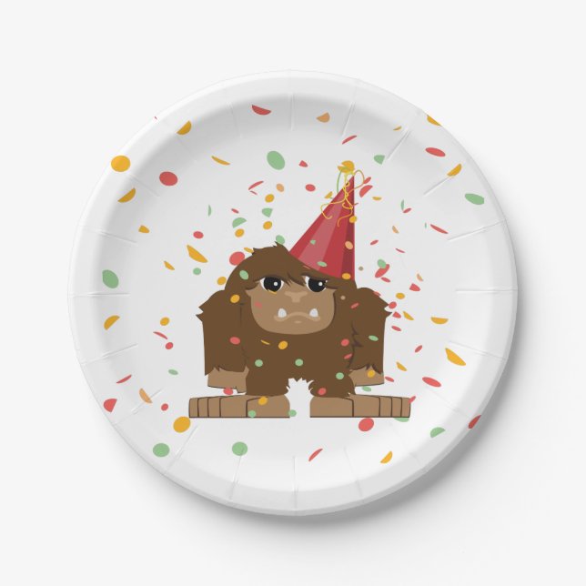 Confetti Party Sasquatch Bigfoot Pappteller (Vorderseite)
