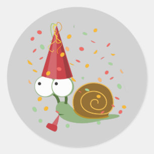 Confetti Party Snail Runder Aufkleber