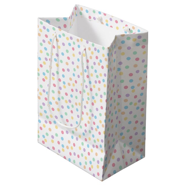Confetti Pastels (Dots) Mittlere Geschenktüte (Vorderseite Schrägansicht)