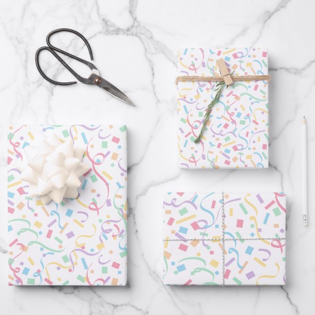 Confetti Pastels (Überraschung) Geschenkpapier Set (Vorderseite)