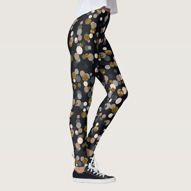 Confetti Peach, Maple, Grau und Gold Glitzer Leggings (Rechts)