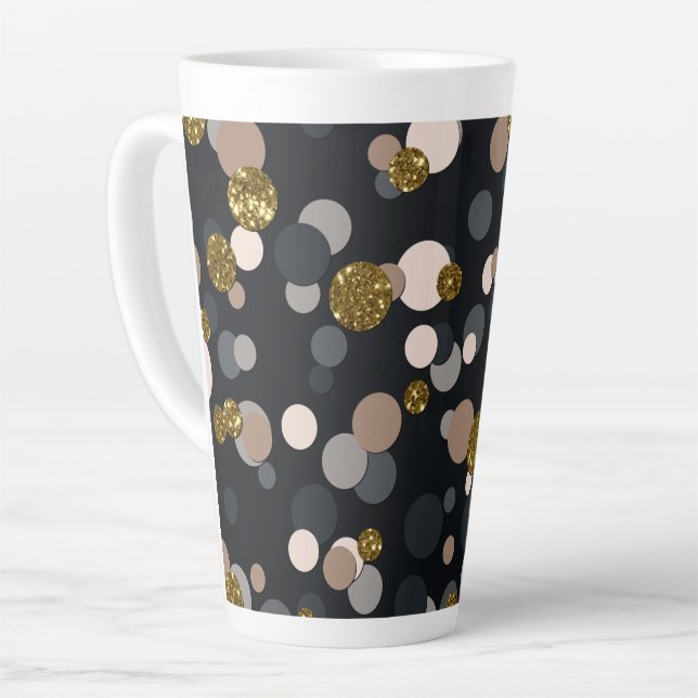 Confetti Peach, Maple, Grau und Gold Glitzer Milchtasse (Linke Ecke)