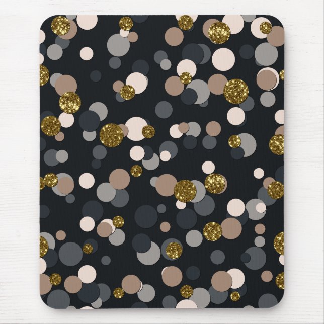 Confetti Peach, Maple, Grau und Gold Glitzer Mousepad (Vorne)