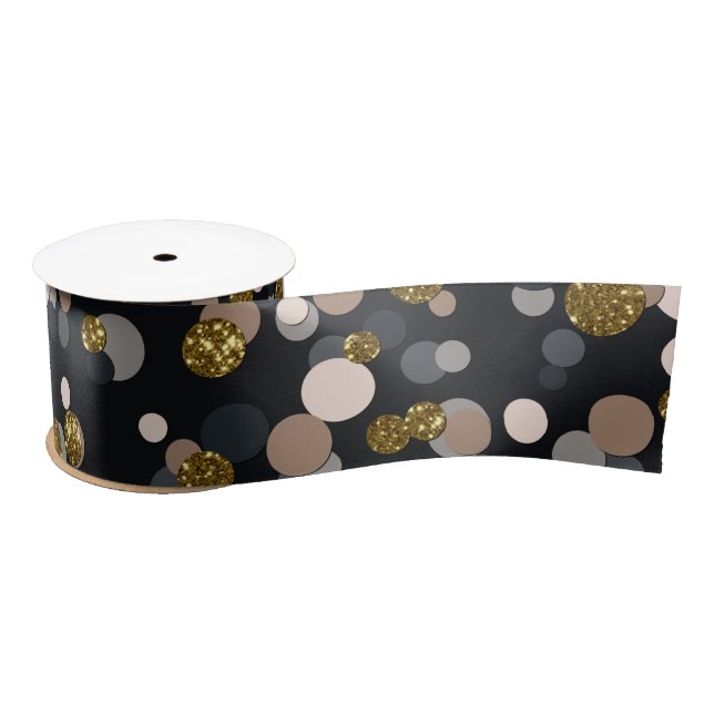 Confetti Peach, Maple, Grau und Gold Glitzer Satinband (Spule)