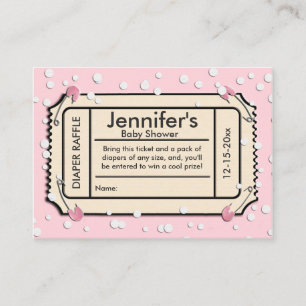 Confetti Pink Baby Dusche Windeln Raffle Ticket Begleitkarte