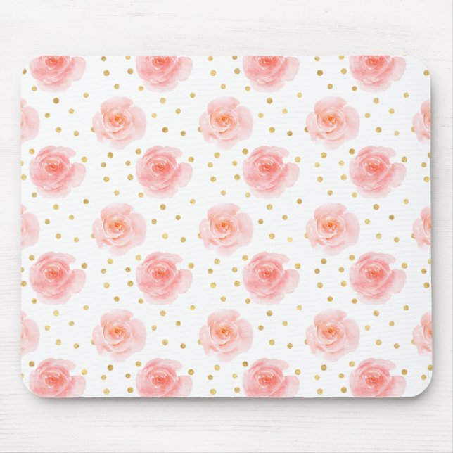 Confetti Pink Rose Mousepad (Vorne)